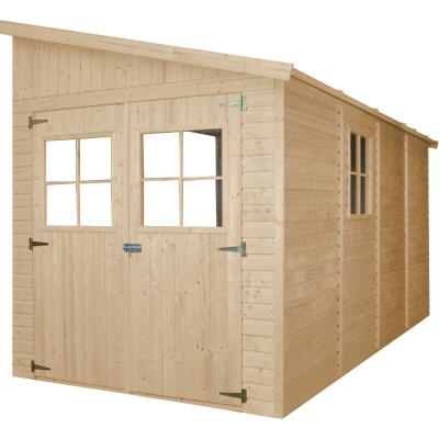 TIMBELA  M340 Abri de Jardin en Bois Naturel (sans paroi lat&eacute;rale)- H243xl216xL416 cm/8 m2