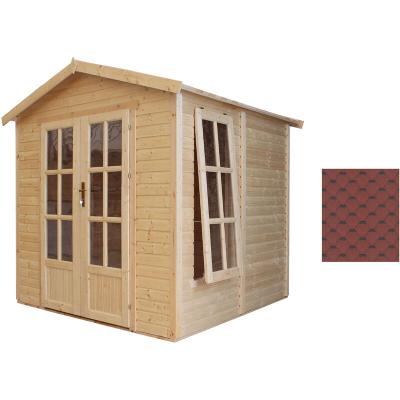 TIMBELA Cabane en bois avec plancher, avec bardeaux bitumineux couleur l233xP222xH233cm -  M351FB+H351FBRED 
