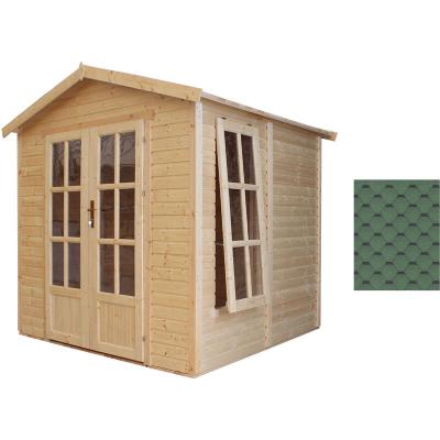 TIMBELA Cabane en bois avec plancher, avec bardeaux bitumineux couleur l233xP222xH233cm - M351FB+H351FBGREEN