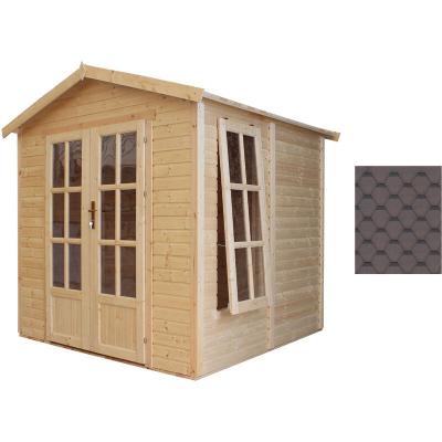 TIMBELA Cabane en bois avec plancher, avec bardeaux bitumineux couleur l233xP222xH233cm - M351FB+H351FBBROWN