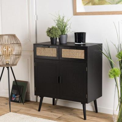 MACABANE EMILIO - Buffet bois noir 2 tiroirs cannage 2 portes
