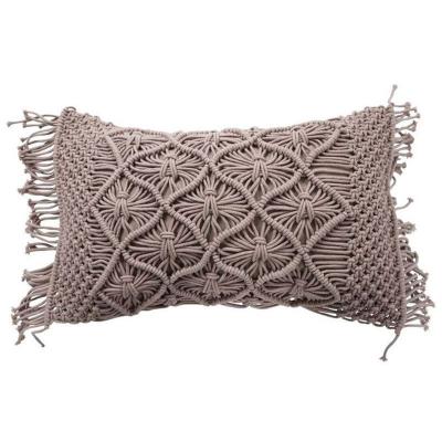 Coussin macrame - 30 x 50 cm - violet clair