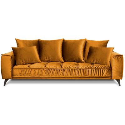  Maison Aubertin Canap&eacute; Velours Droit Jaune Altamo - 4 Places