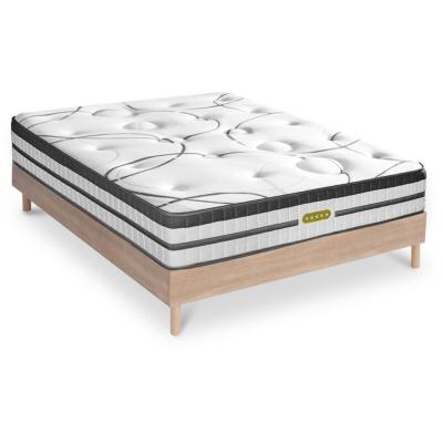  Ensemble Matelas &agrave; Ressorts ensach&eacute;s et sommier bois 160x200