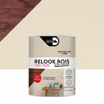 MAISON DECO Lasure int&eacute;rieurepoutre et lambris Relook bois, ivoire satin&eacute;, 1 l