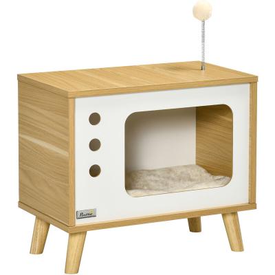 PAWHUT Maison pour chat design poste 50x28x43cm Beige