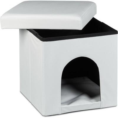 RELAXDAYS  Maison pratique pour petits chiens et chats pliable stable H x L x P : 38 x 38 x 38 cm blanche 