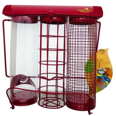 ANIMALLPARADISE Mangeoire trio grenat. 20 x 9 x hauteur 22.5 cm . pour oiseaux