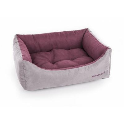 MARTIN Panier pour chien Domino Su&eacute;dine - Gris et Prune - 60x46x23cm