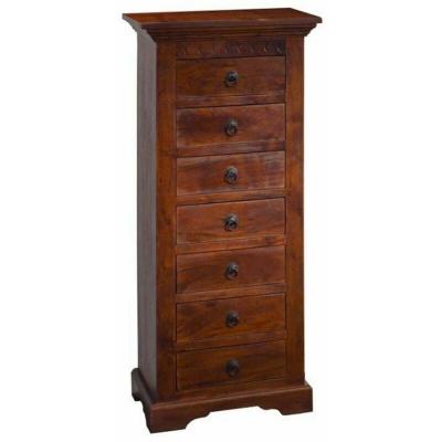 Massivmoebel24 - Commode 47x43 Acacia laqu&eacute; Nougat oxford 523