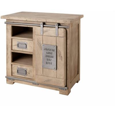 Massivmoebel24 - Commode 70x45 Manguier laqu&eacute; blanchi railway 323