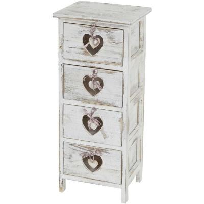 Table d'appoint Forli 4 tiroirs 70x29x25cm shabby vintage blanc