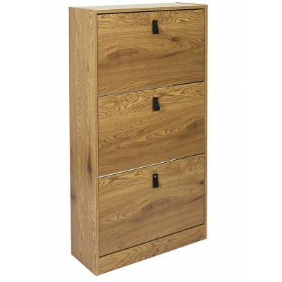 Meuble &agrave; chaussures avec 3 portes - Effet Bois