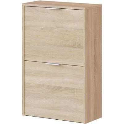 Meuble &agrave; Chaussures - PEGANE - 2 abattants - ch&ecirc;ne canadien - 12 paires