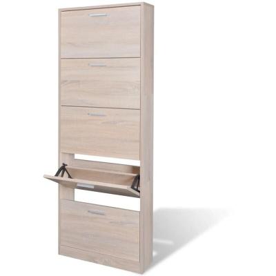 Meuble &agrave; chaussures en bois avec 5 compartiments aspect ch&ecirc;ne 241241