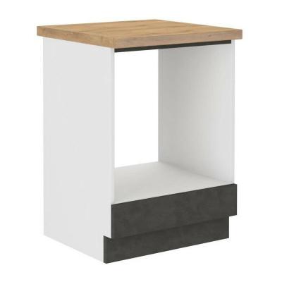  Meuble bas pour four encastrable avec plan de travail - gris mat - l 60 x p 51,6 x h 85 cm -