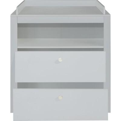 TRENDTEAM Commode b&eacute;b&eacute; 2 tiroirs avec plan &agrave; langer m&eacute;lamin&eacute; blanc Kenan