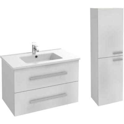 Meuble salle de bain simple vasque 80 cm Ola up + colonne de salle de bain blanc