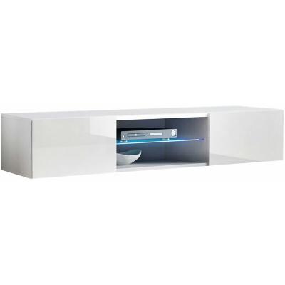 MUEBLES BONITOS Meuble de t&eacute;l&eacute;vision suspendu avec &eacute;tag&egrave;res de couleur blanche Tenon Domensino