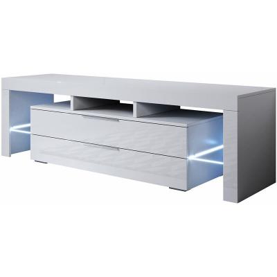 DESIGN AMEUBLEMENT Meuble de t&eacute;l&eacute;vision blanc avec tiroirs et lumi&egrave;res LED Sayen Domensino