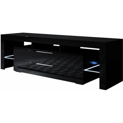 DESIGN AMEUBLEMENT Meuble de t&eacute;l&eacute;vision noir avec tiroirs et lumi&egrave;res LED Sayen Domensino