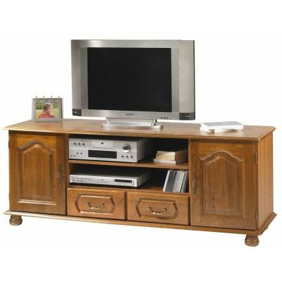 ACTUAL DIFFUSION Meuble TV Banc Ch&ecirc;ne 2 Portes 2 Tiroirs