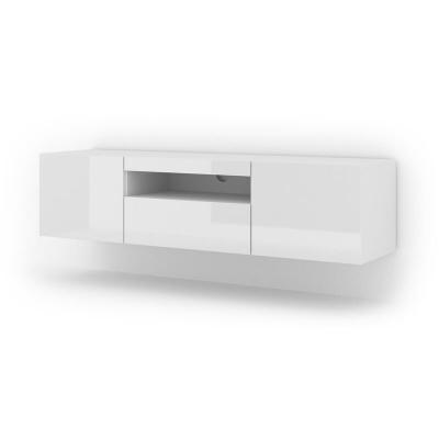 BIM FURNITURE Meuble TV blanc avec rangement blanc fabriqu&eacute; en HDF et MDF 