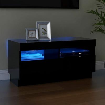 VIDAXL  meuble tv avec lumi&egrave;res led noir 80x35x40 cm
