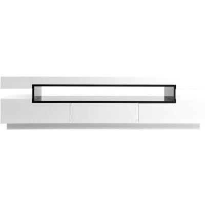 MILIBOO  Meuble TV Design Blanc laqu&eacute; Brillant L200 cm LIVO