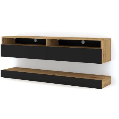 PETITS MEUBLES Bim Furniture Meuble TV Duo 160 cm suspendu Ch&ecirc;ne Artisan / Noir Mat
