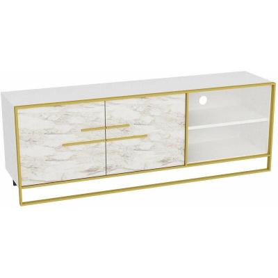 COTECOSY Wooden Art Meuble TV Polka dor&eacute;/blanc  - 160x38.5x56.6 cm T.U