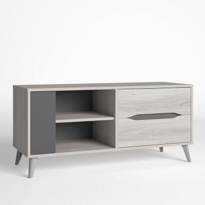 VS VENTA STOCK Meuble TV Salle &agrave; Manger Orly Couleur Ch&ecirc;ne Clair et Gris, 1 Porte et 2 tiroirs