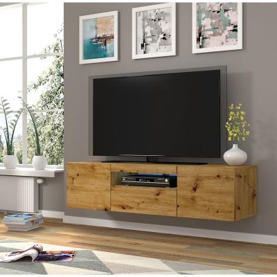 BIM FURNITURE Meuble TV suspendu ou au sol 150x42x37Cm STAND AURA Ch&ecirc;ne