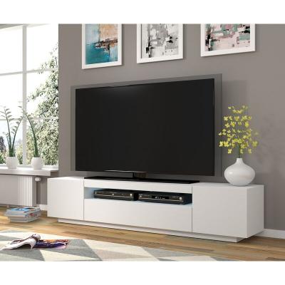 BIM FURNITURE Meuble tv aura 200 cm blanc mat - blanc mat