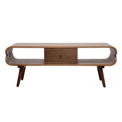 MILIBOO Meuble TV vintage avec rangements bois fonc&eacute; L132 cm TAKLA - Noyer