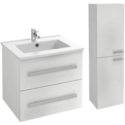 Meuble simple vasque Ola up + colonne de salle de bain, 2 portes, 58,5 x 46,5 x 52, blanc