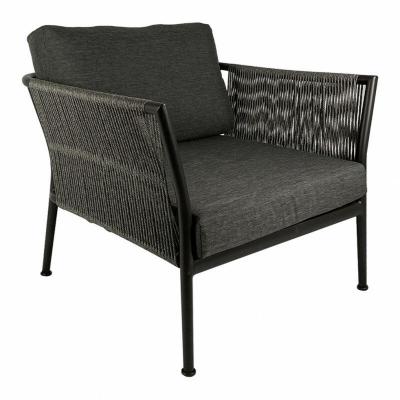 MEUBLETMOI Fauteuil de jardin en aluminium et cordage gris anthracite - kola 3709