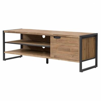 MEUBLETMOI Meuble tv 1 porte 2 niches en bois d'acacia et m&eacute;tal - maybel