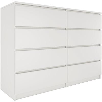 MILAN - Commode contemporaine chambre/salon/bureau 40x138x97 - 8 blanc 
