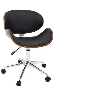 Miliboo - Chaise de bureau design noir et bois fonc&eacute; WALNUT