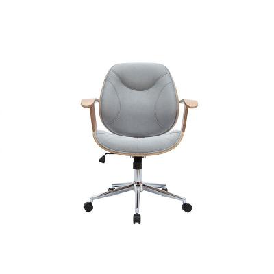 Miliboo Chaise de Bureau Tissu Gris Clair et Bois Clair Yorke