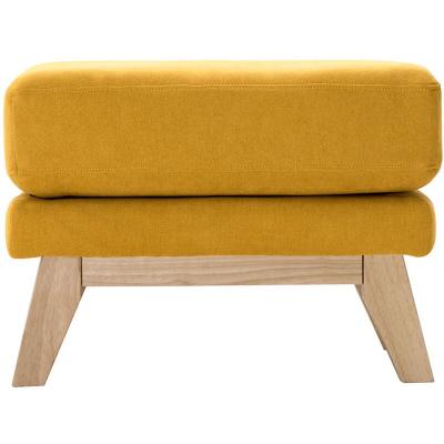 Miliboo - Pouf repose-pieds scandinave d&eacute;houssable effet velours jaune moutarde OSLO