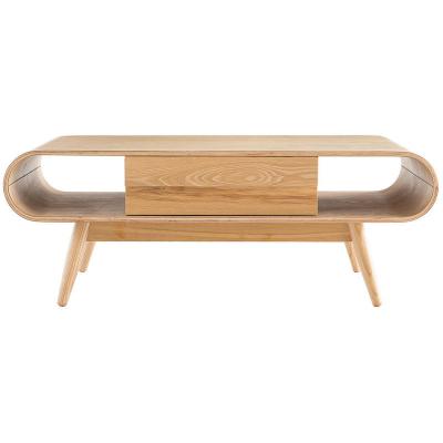 Table basse rectangulaire &agrave; rangements 1 tiroir scandinave bois clair L120 cm BALTIK