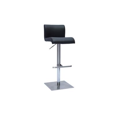 Miliboo - Tabouret de bar design r&eacute;glable noir et inox bross&eacute; SHEINA
