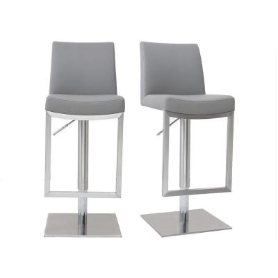Tabourets de bar relevables gris et acier chrom&eacute; (lot de 2) kyle