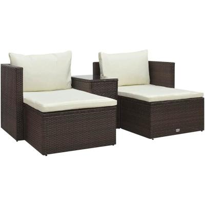 VIDAXL Salon de jardin modulable 2 places en polyester marron 70 x 40 x 48 cm