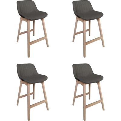 Lot de 4 chaises d'ilot 65 cm en ch&ecirc;ne et Assise Tissu Gris fonc&eacute; Mellow