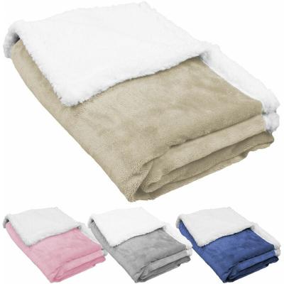  Lot de 2 couvertures, plaids polaires pour b&eacute;b&eacute; 75 x 100 cm en flanelle et sherpa ultra doux beige
