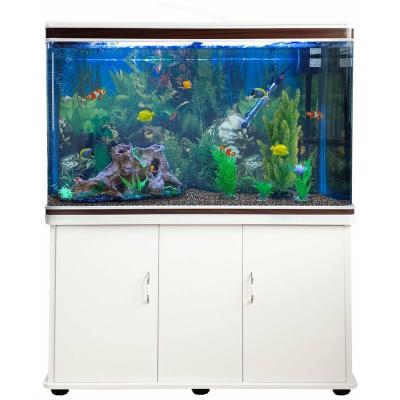 MONSTERSHOP Aquarium Blanc avec Meuble de support Blanc assorti et Gravier Naturel 