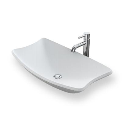 Vasque &agrave; poser design rectangulaire en Solid surface  - Mor&eacute;a Blanc